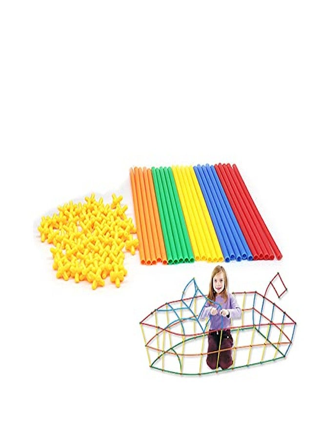 PULSBERY Straw Building Block-Straw Educational Plastic Building Blocks for Kids Smart City Blocks Game in Different Shapes,Educational Toys for 3-8 Years Old Kids(Random Color,90+ Piece) - Image 2